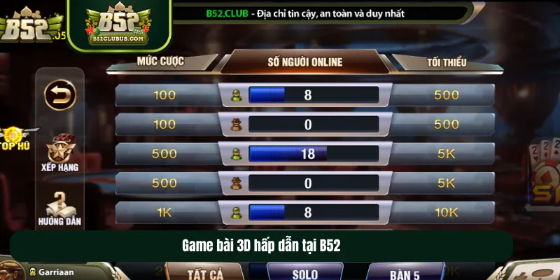 Game bài 3D hấp dẫn tại B52