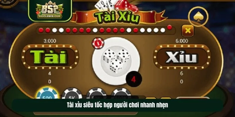 Tài xỉu siêu tốc thuộc top 10 game tài xỉu uy tín tại B52club