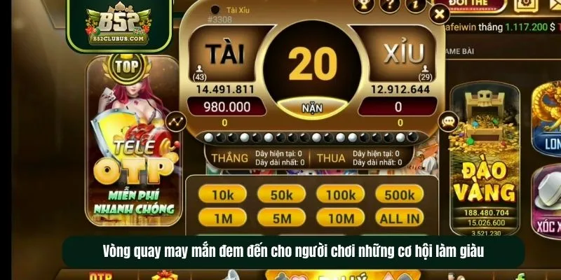 Vòng quay may mắn đem đến cho người chơi những cơ hội làm giàu