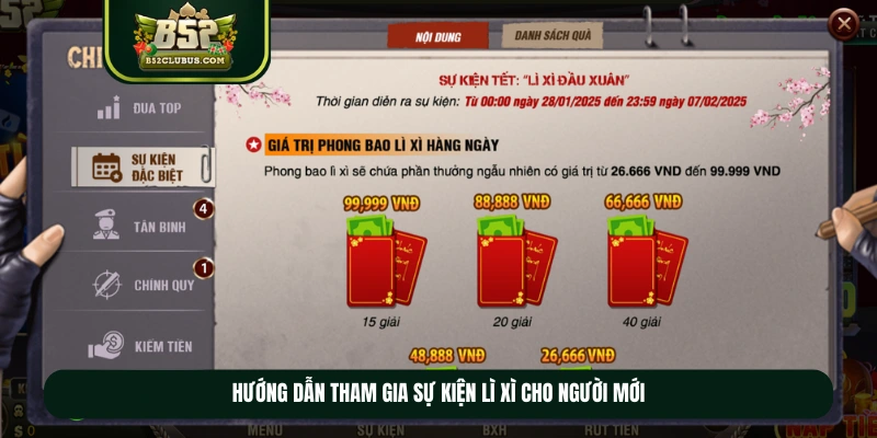 Hướng dẫn tham gia sự kiện lì xì cho người mới
